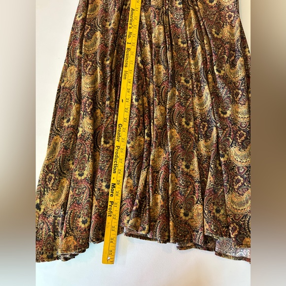 Free People Paisley Maxi Dress Jeweltone muted V neck side zipper size 14 - Picture 7 of 10